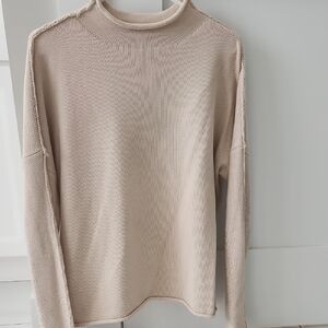 Womens Cream Mock Roll Neck Sweater